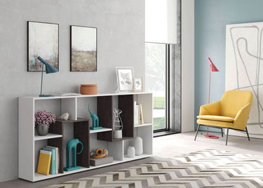 Malibu White and Dark Brown Modern Versatile Bookcase for Contemporary Homes - UK Luxury Furniture